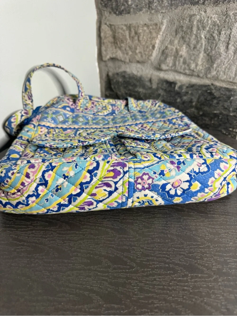 Quilted Paisley Tote Bag - Blue, Green & Pink